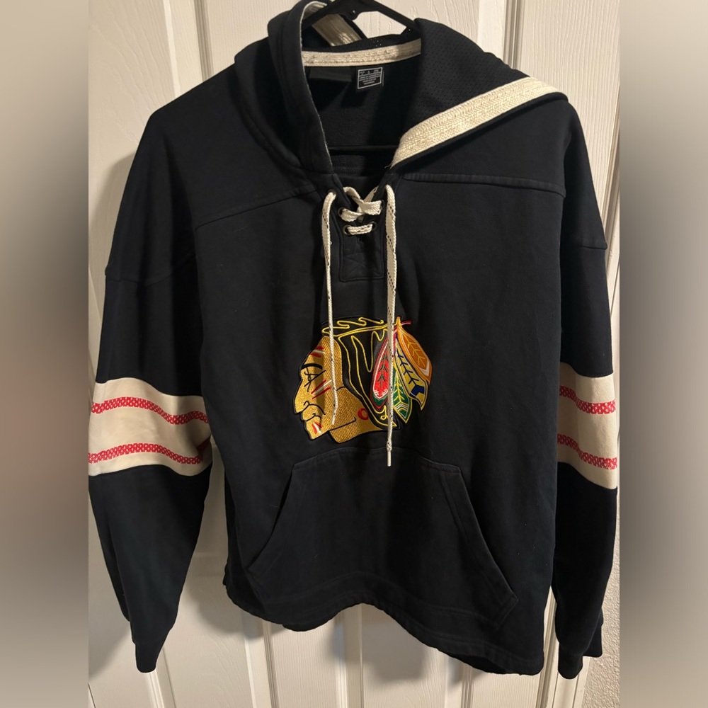 Adidas Chicago Blackhawks Jersey Lace-Up Pullover Hoodie